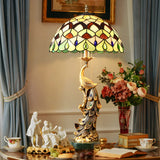 Elegant Tiffany Phoenix Dome Stained Glass Table Lamp Image - 3