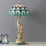 Elegant Tiffany Phoenix Dome Stained Glass Table Lamp Image - 5