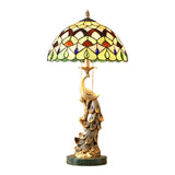 Elegant Tiffany Phoenix Dome Stained Glass Table Lamp Image - 6