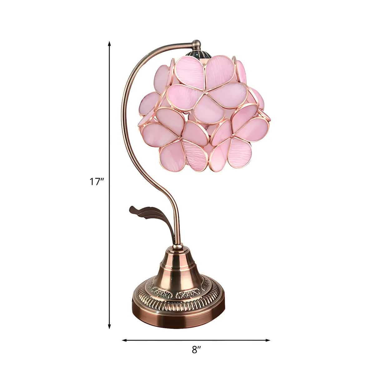 Elegant Tiffany Pink Glass Petal Bloom Decor Desk Lamp 