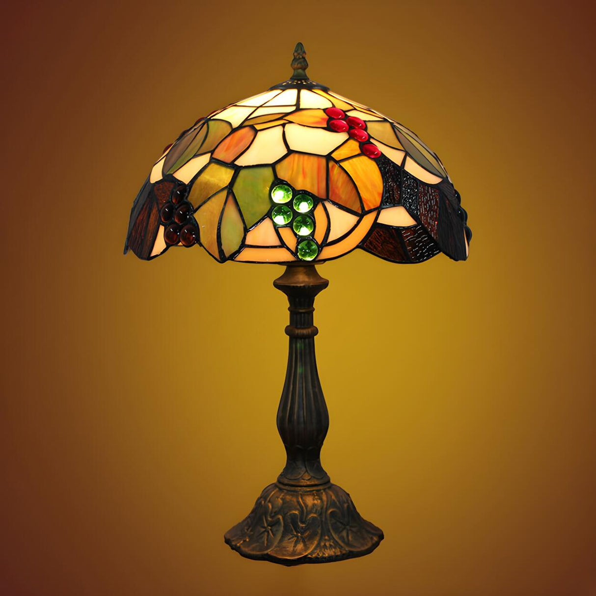 Elegant Tiffany Stained Glass Dome Decor Table Lamp Image - 12