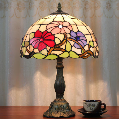 Elegant Tiffany Stained Glass Dome Decor Table Lamp Image - 2