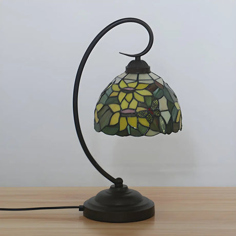 Elegant Tiffany Sunflower Stained Glass Desk Lamp Image - 1