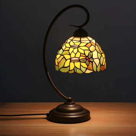 Elegant Tiffany Sunflower Stained Glass Desk Lamp Image - 2