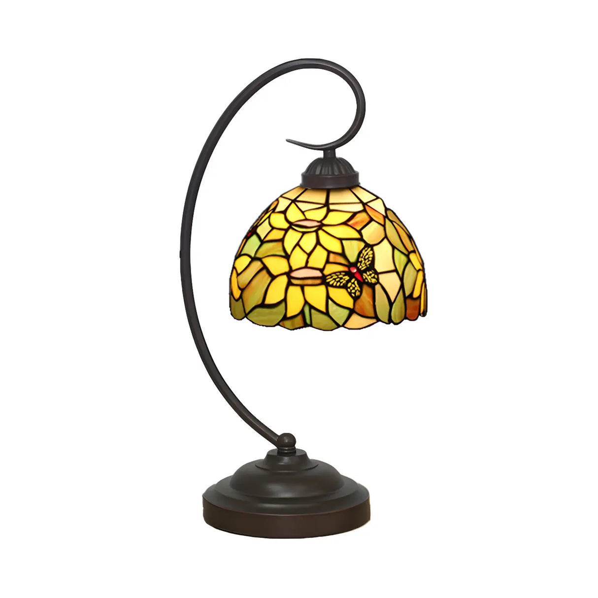 Elegant Tiffany Sunflower Stained Glass Desk Lamp Image - 3