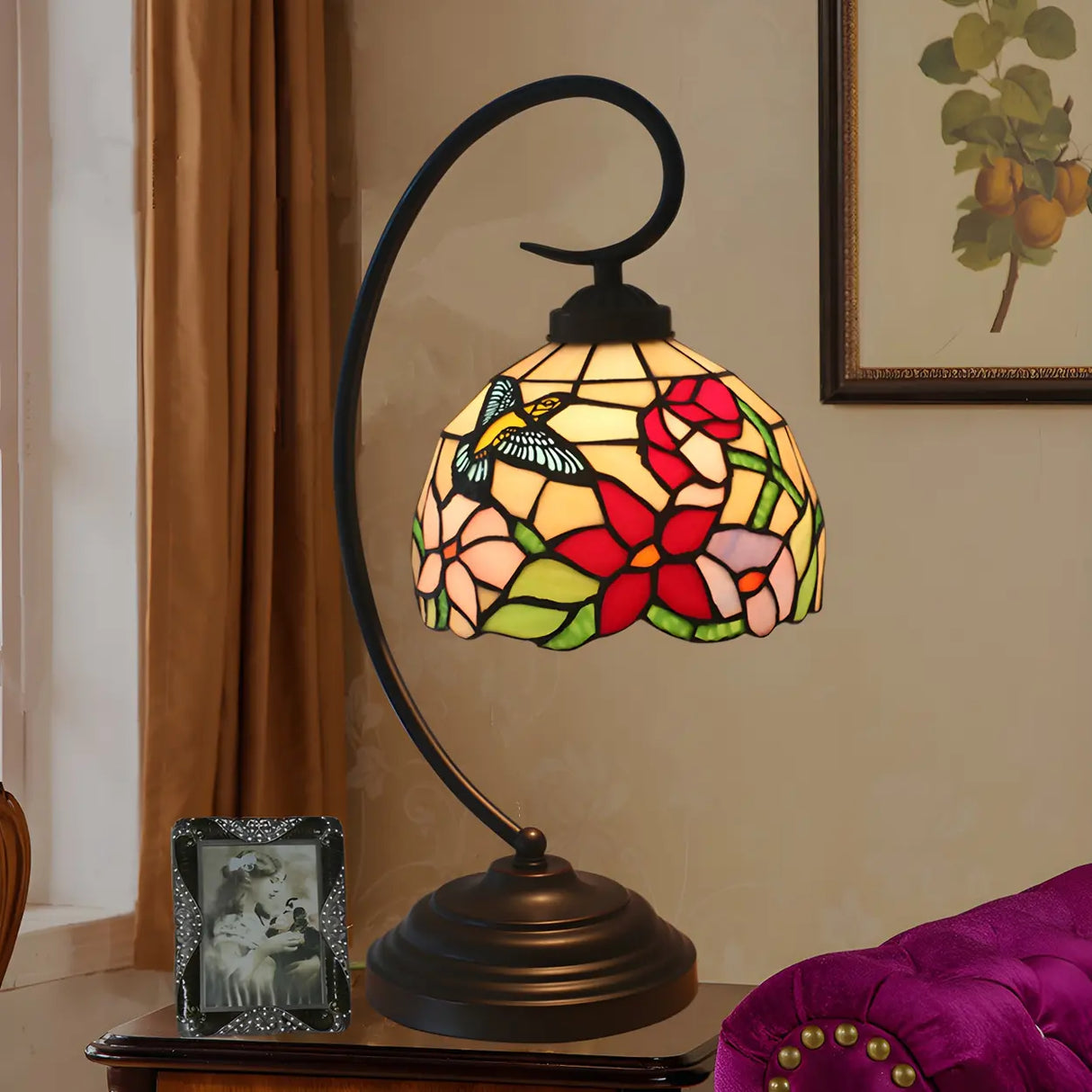 Elegant Tiffany Sunflower Stained Glass Desk Lamp Image - 4