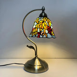 Elegant Tiffany Tapered Glass Shade Metal Table Lamp Image - 14