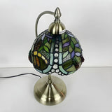 Elegant Tiffany Tapered Glass Shade Metal Table Lamp Image - 16