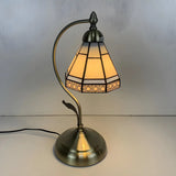 Elegant Tiffany Tapered Glass Shade Metal Table Lamp Image - 19