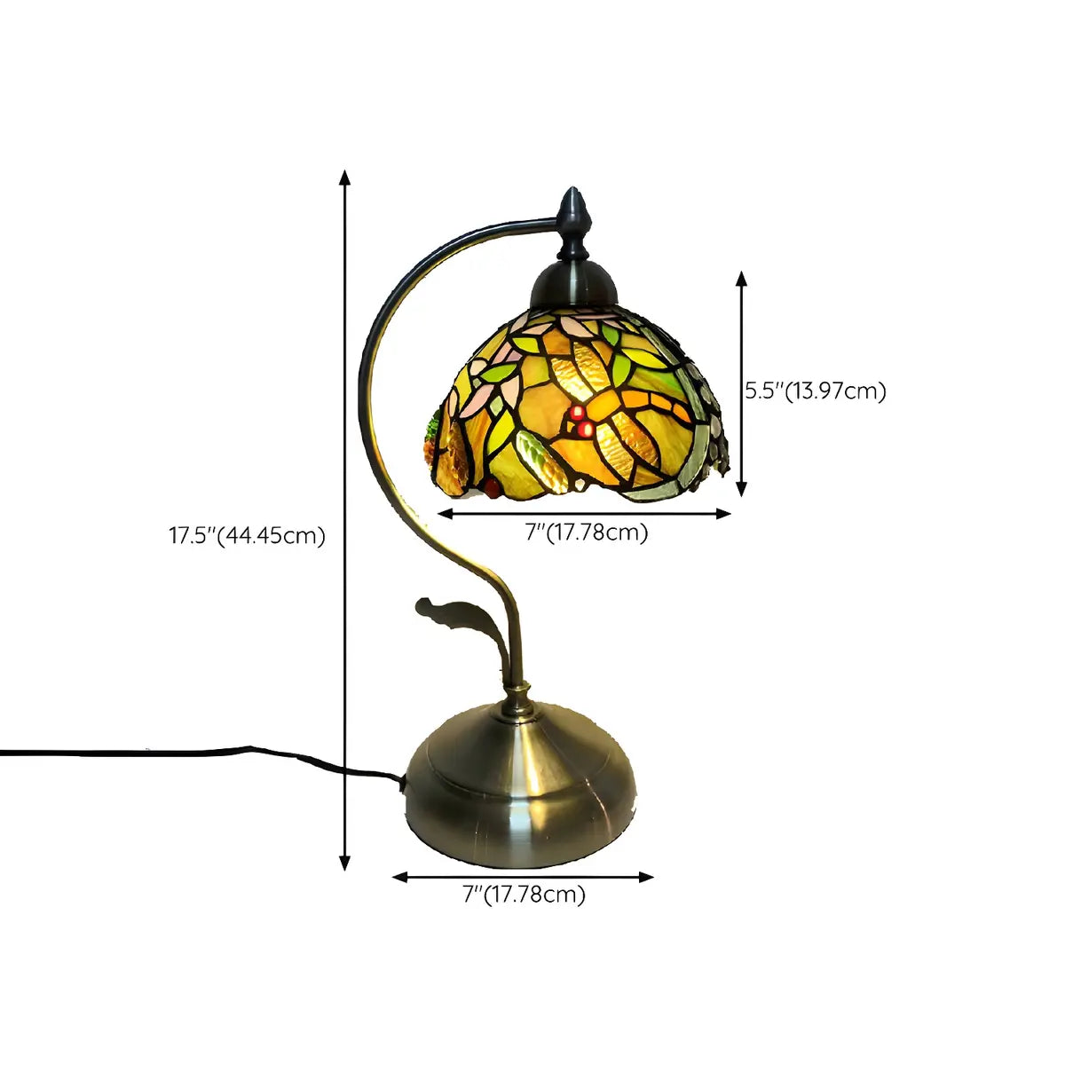 Elegant Tiffany Tapered Glass Shade Metal Table Lamp Image - 23