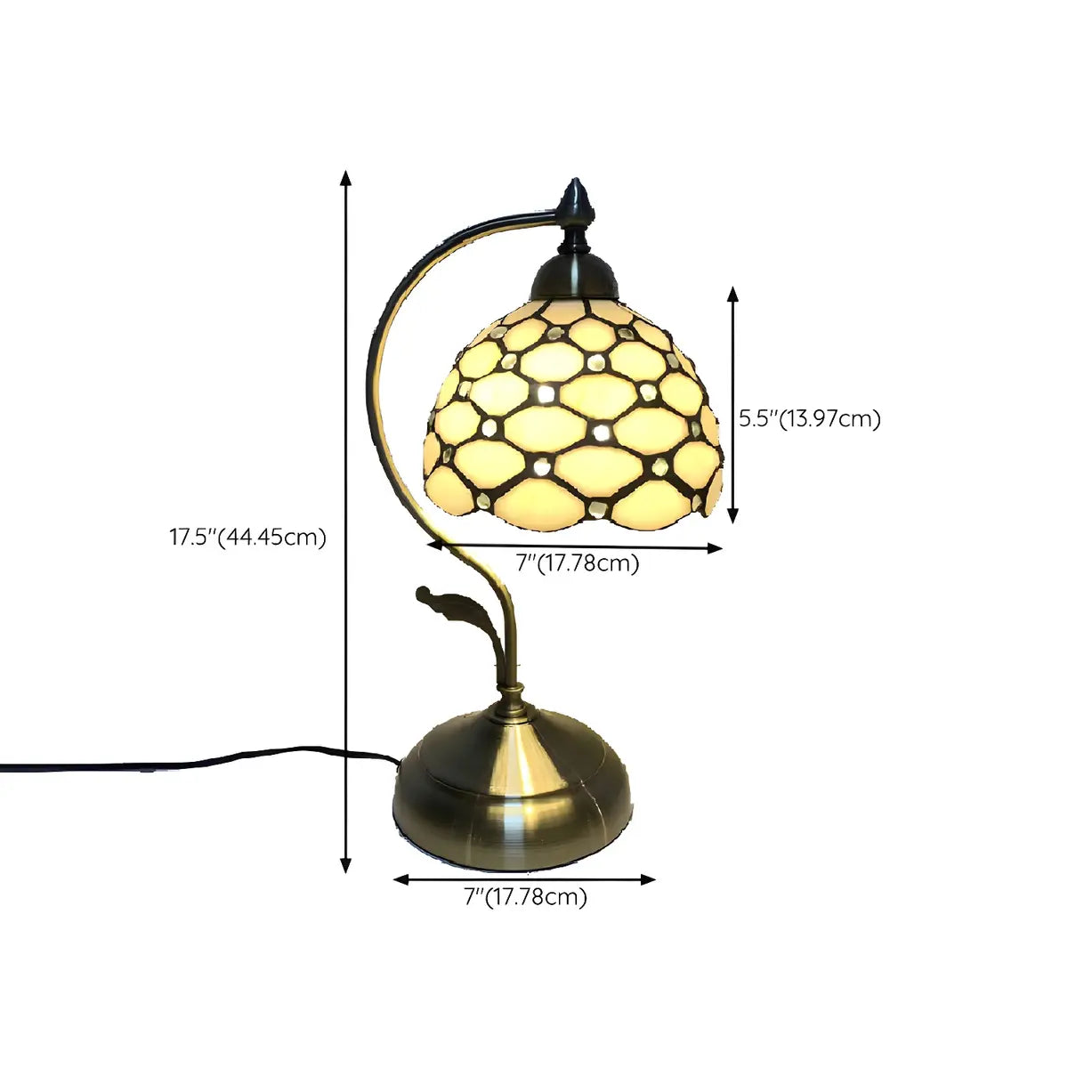 Elegant Tiffany Tapered Glass Shade Metal Table Lamp Image - 24