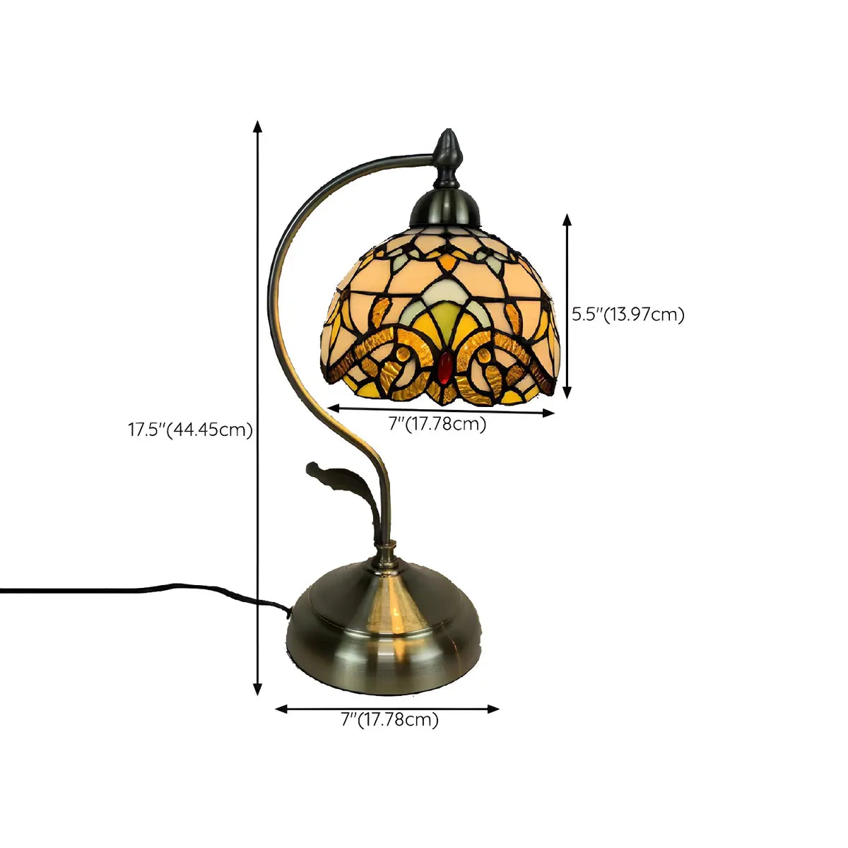 Elegant Tiffany Tapered Glass Shade Metal Table Lamp Image - 29