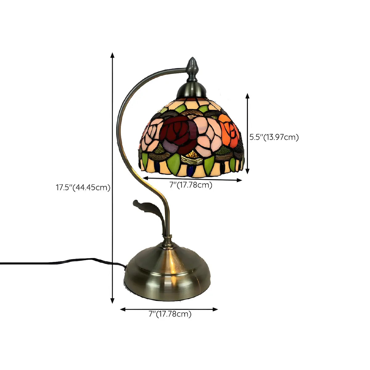 Elegant Tiffany Tapered Glass Shade Metal Table Lamp Image - 30