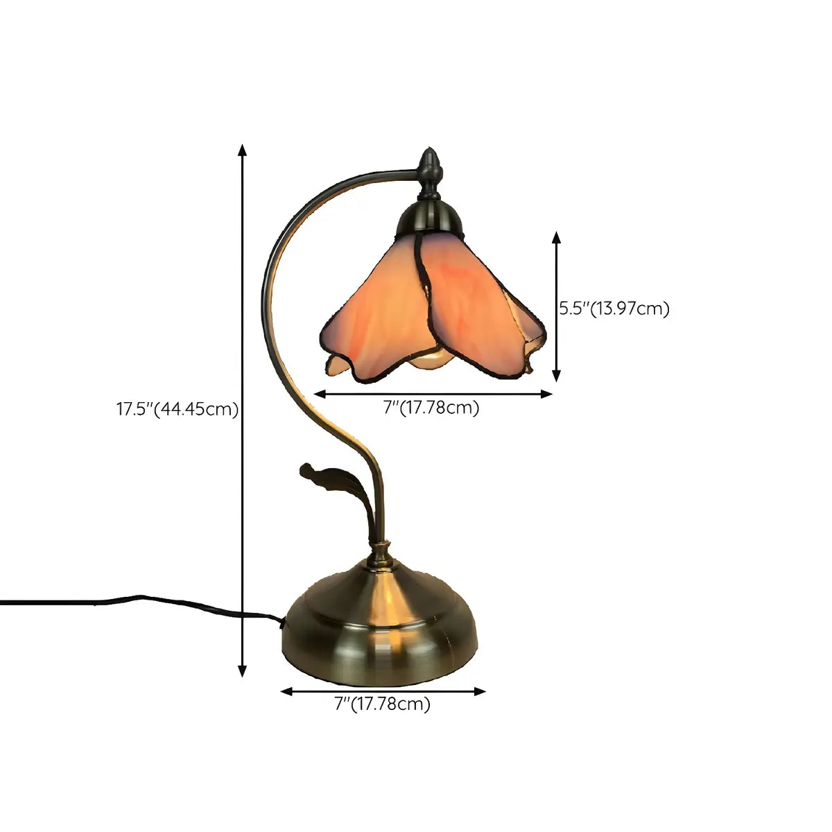 Elegant Tiffany Tapered Glass Shade Metal Table Lamp Image - 32