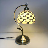 Elegant Tiffany Tapered Glass Shade Metal Table Lamp Image - 5