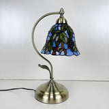 Elegant Tiffany Tapered Glass Shade Metal Table Lamp Image - 6