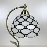 Elegant Tiffany Tapered Glass Shade Metal Table Lamp Image - 8