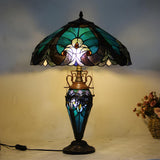 Elegant Tiffany Umbrella Lampshade Vase Base Table Lamp Image - 1