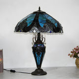 Elegant Tiffany Umbrella Lampshade Vase Base Table Lamp Image - 2