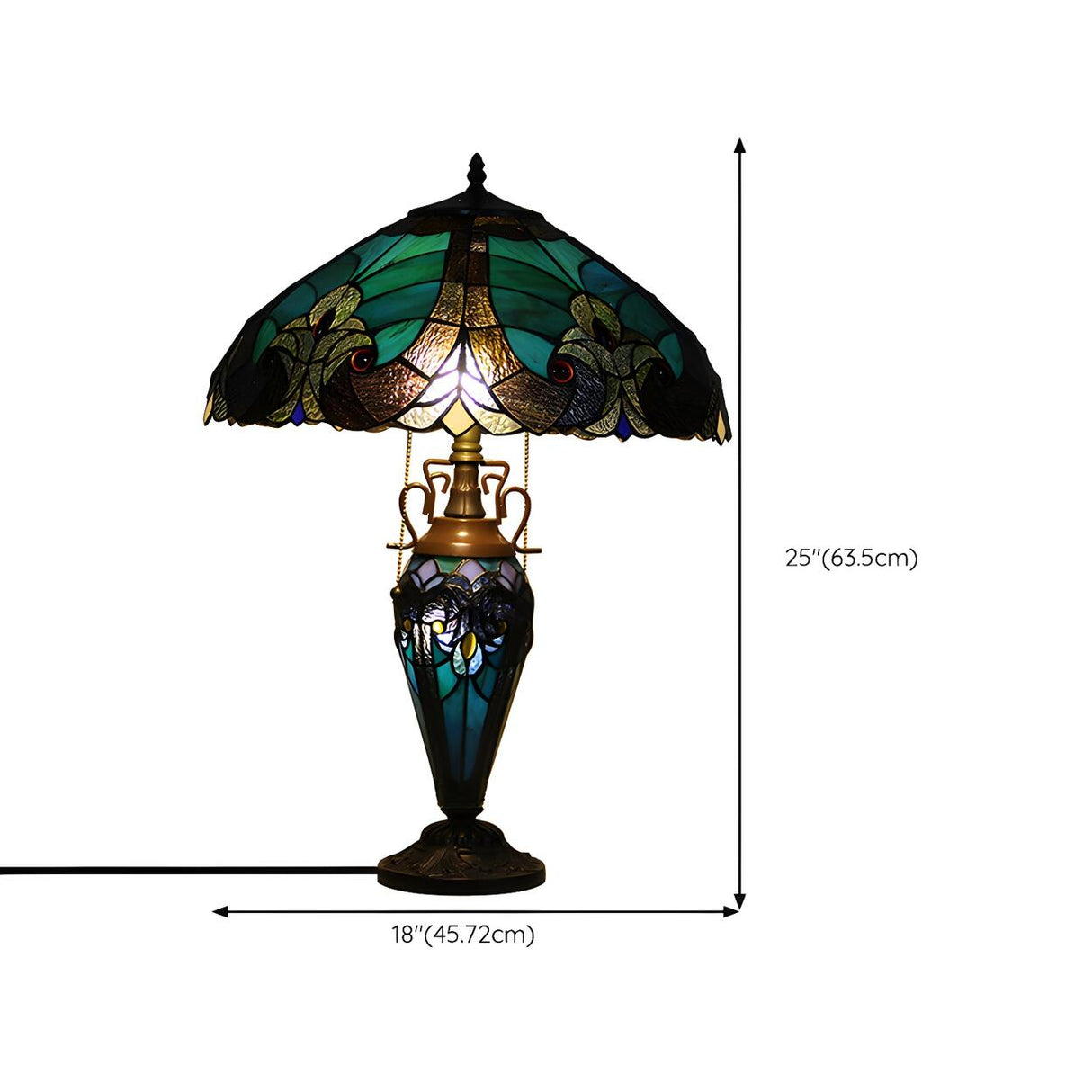 Elegant Tiffany Umbrella Lampshade Vase Base Table Lamp 