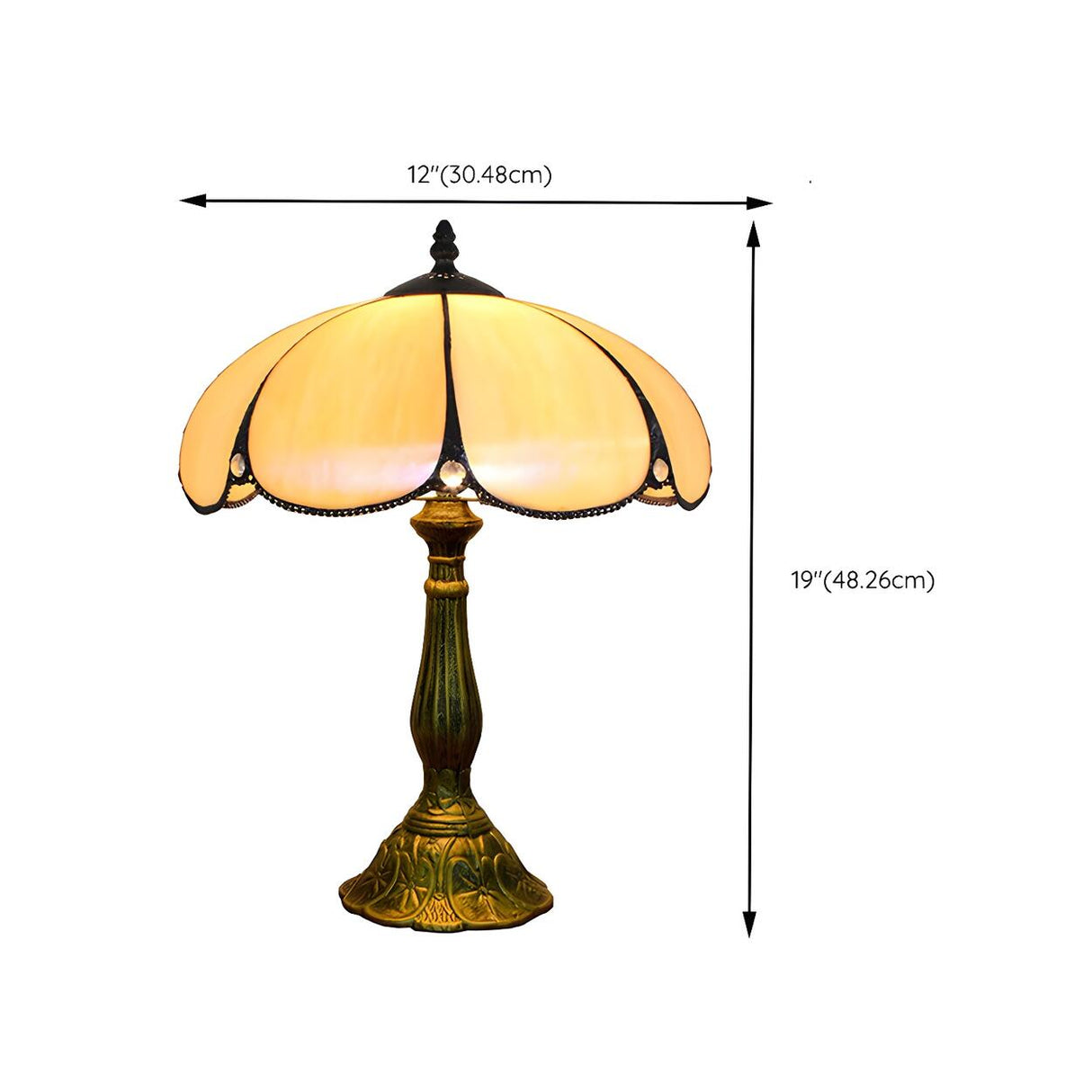 Elegant Tiffany Yellow Flower Metal Base Table Lamp 