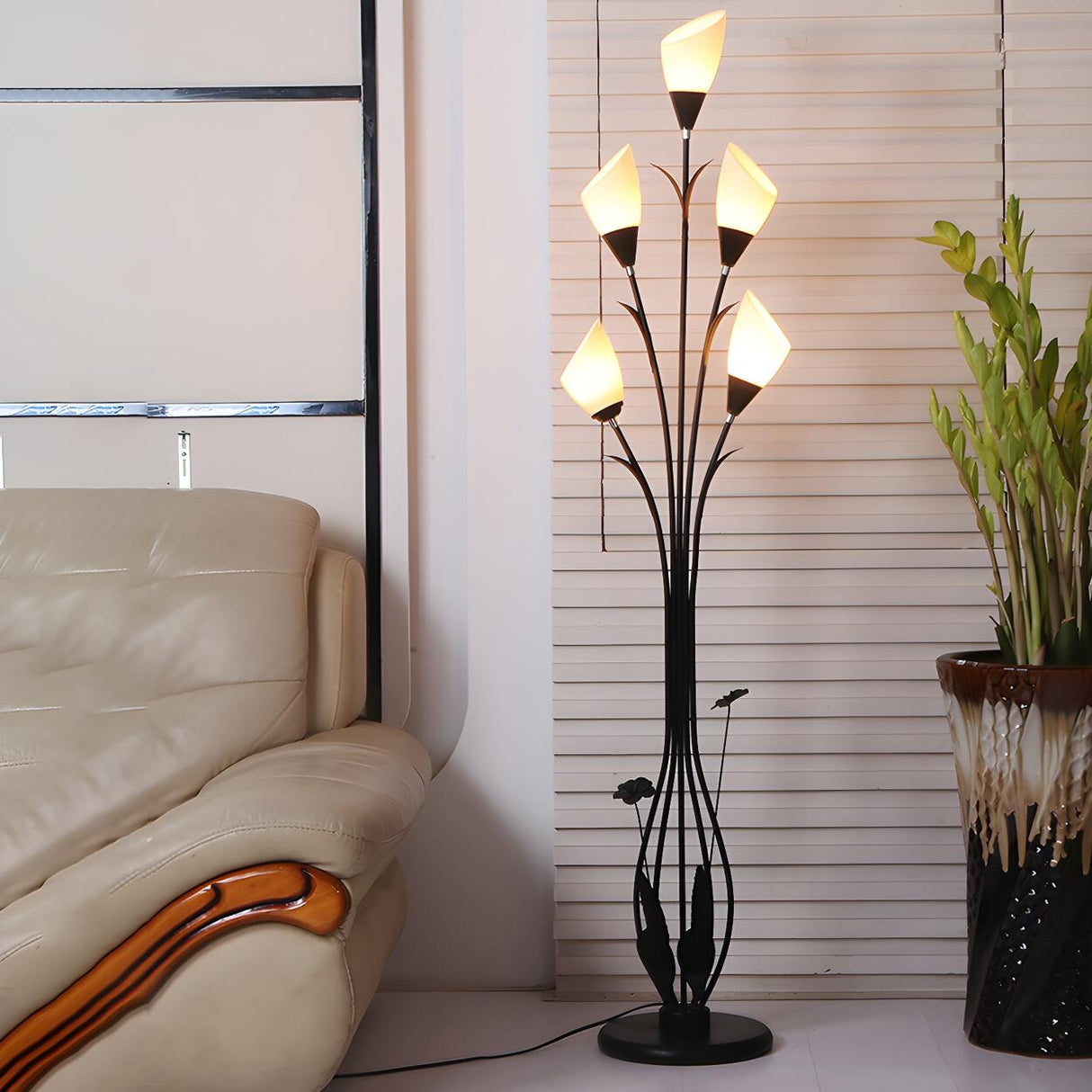 Elegant Tulip-Inspired Multi-Head Metal Floor Lamp Image - 13