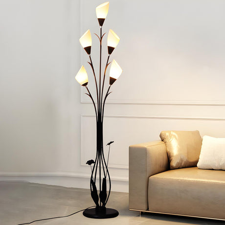 Elegant Tulip-Inspired Multi-Head Metal Floor Lamp Image - 2