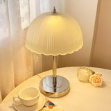 Elegant Umbrella Dome Glass Shade White LED Table Lamp Image - 11