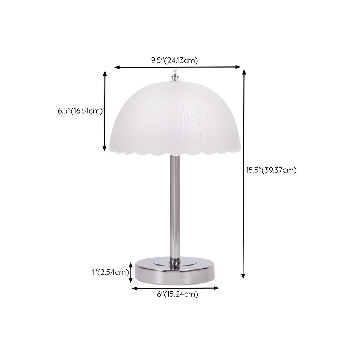 Elegant Umbrella Dome Glass Shade White LED Table Lamp 