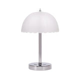 Elegant Umbrella Dome Glass Shade White LED Table Lamp Image - 5