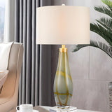 Elegant Vase Base Drum Shaped Fabric Shade Table Lamp Image - 16