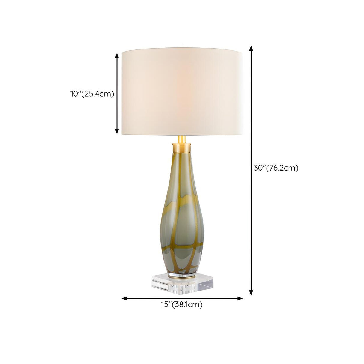 Elegant Vase Base Drum Shaped Fabric Shade Table Lamp 