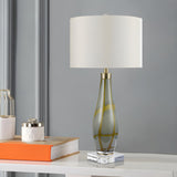 Elegant Vase Base Drum Shaped Fabric Shade Table Lamp Image - 3