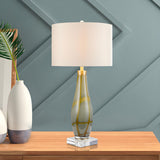 Elegant Vase Base Drum Shaped Fabric Shade Table Lamp Image - 4