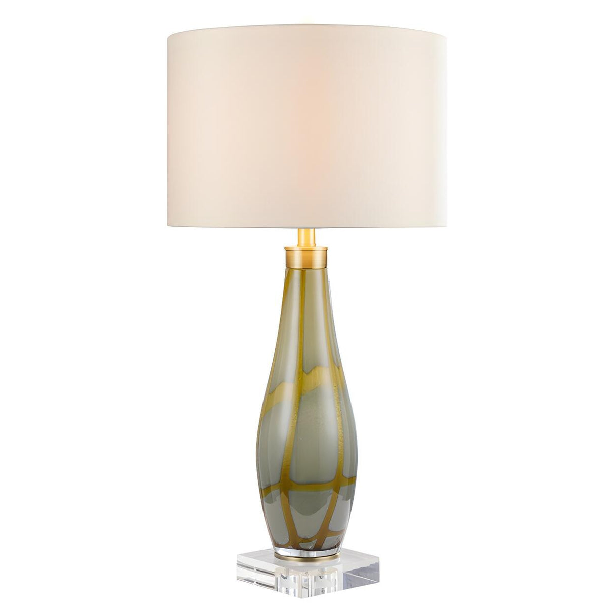 Elegant Vase Base Drum Shaped Fabric Shade Table Lamp Image - 7