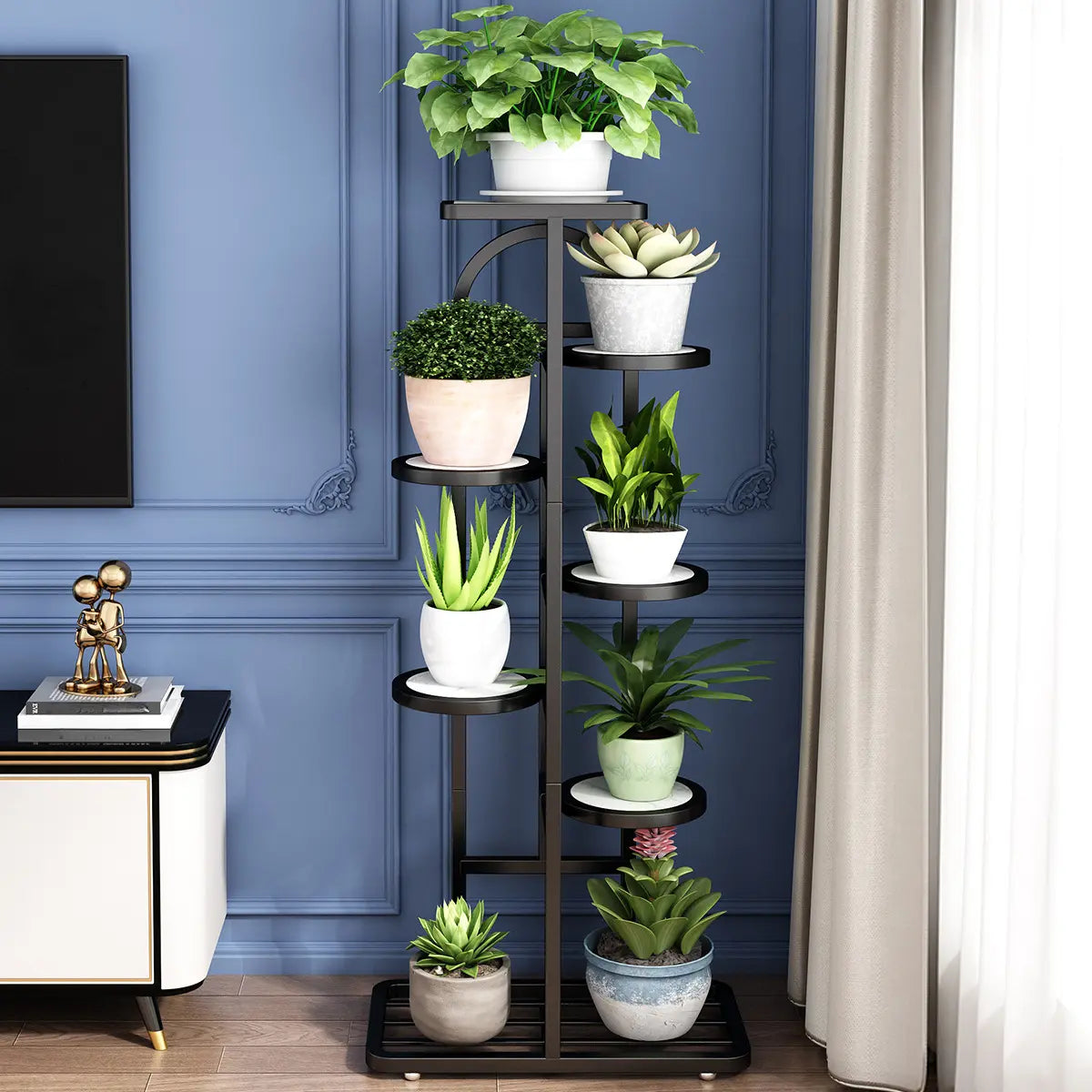 Elegant Vertical Metal Frame Indoor Plant Stand Gold Image - 3