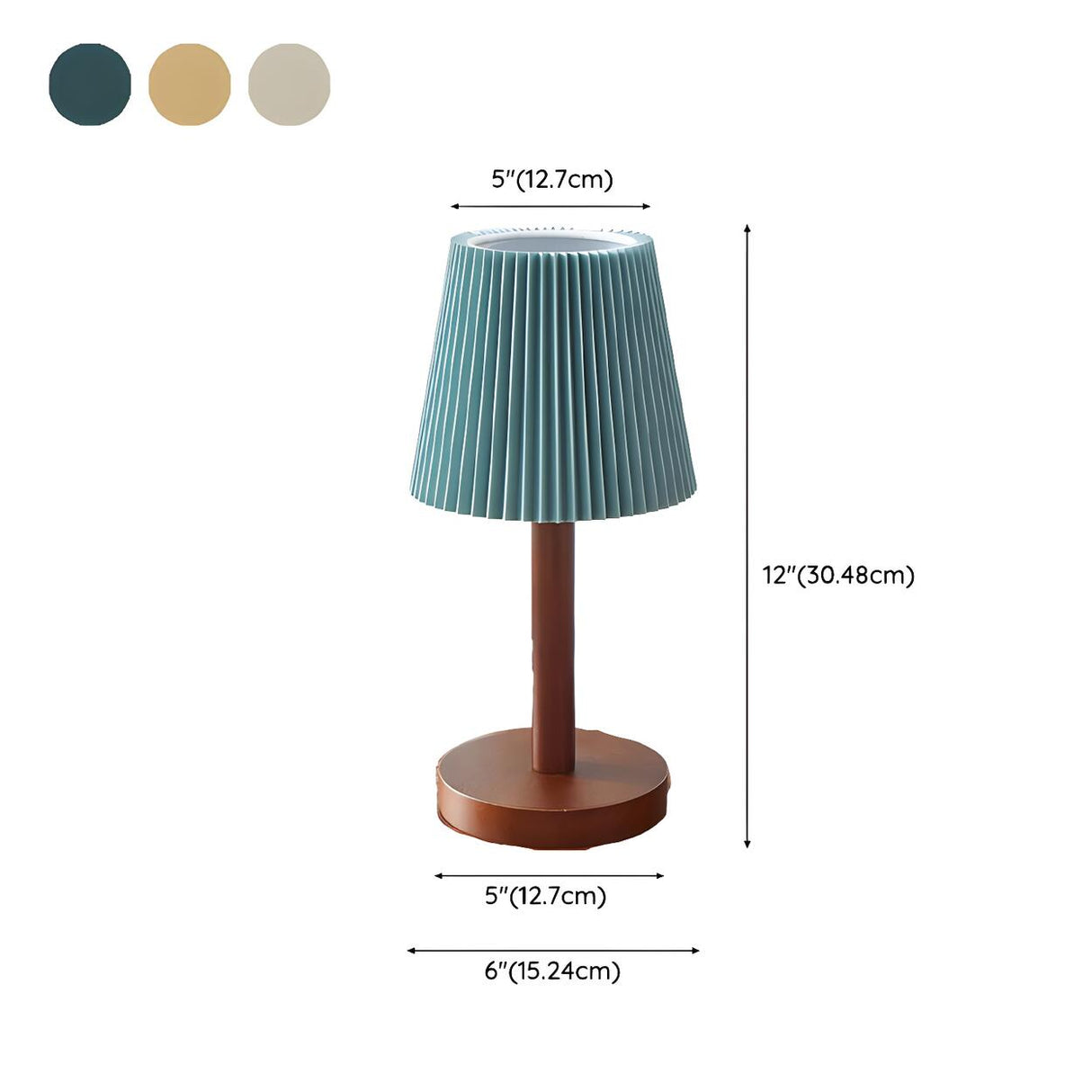 Elegant Walnut Finish Barrel Pleated Shade Table Lamp 