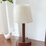 Elegant Walnut Finish Barrel Pleated Shade Table Lamp Image - 5