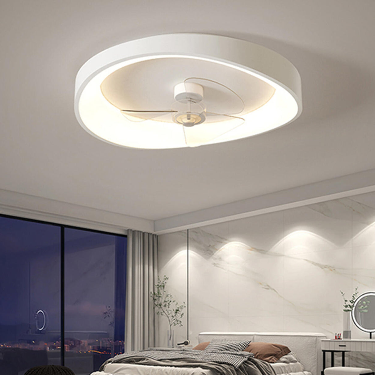 Elegant Wave-Shape White LED Ceiling Fan with Lights Image - 5