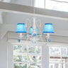 Elegant White Blue Fabric Floral Round Chandelier Image - 1