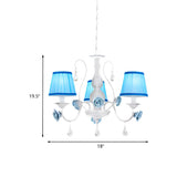 Elegant White Blue Fabric Floral Round Chandelier Image - 14