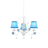 Elegant White Blue Fabric Floral Round Chandelier Image - 3