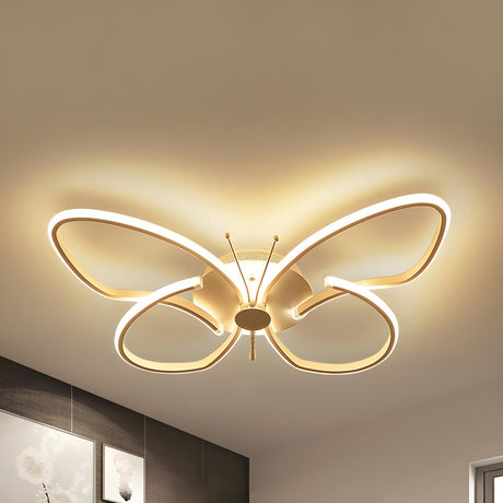 Elegant White Butterfly-Shaped LED Flush Mount Light Image - 1