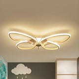 Elegant White Butterfly-Shaped LED Flush Mount Light Image - 2