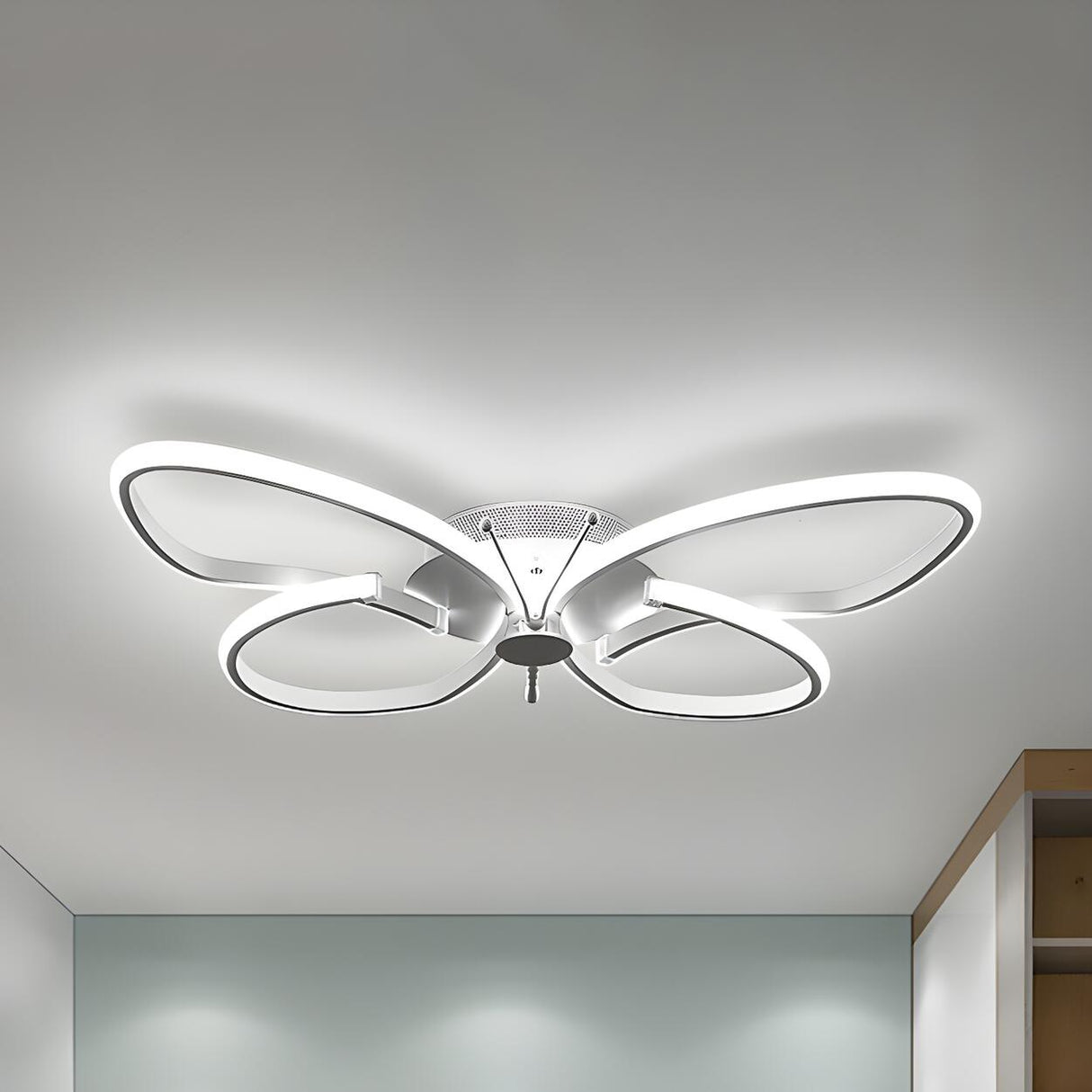 Elegant White Butterfly-Shaped LED Flush Mount Light Image - 4