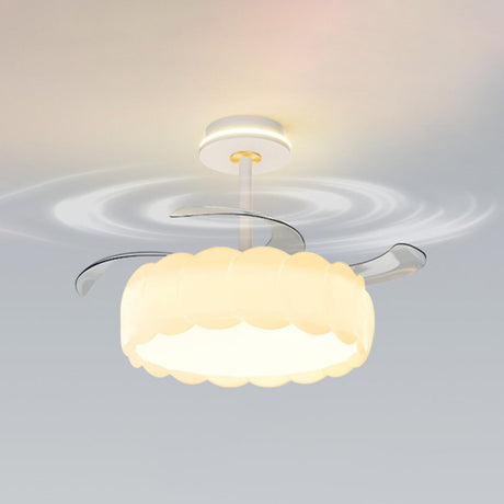 Elegant White Cloud Clear Blade LED Ceiling Fan Light Image - 2