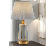 Elegant White Column Base Table Lamp with Rocker Switch Image - 1