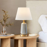 Elegant White Column Base Table Lamp with Rocker Switch Image - 12