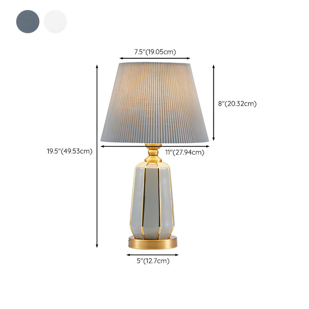 Elegant White Column Base Table Lamp with Rocker Switch 