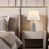 Elegant White Column Base Table Lamp with Rocker Switch Image - 2